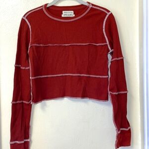 UO waffle knit cropped long sleeve top